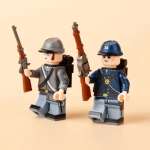 Minifigure - opposing soldiers from the American Civil War, Confederate soldier and Union soldier (LEGO Compatible)