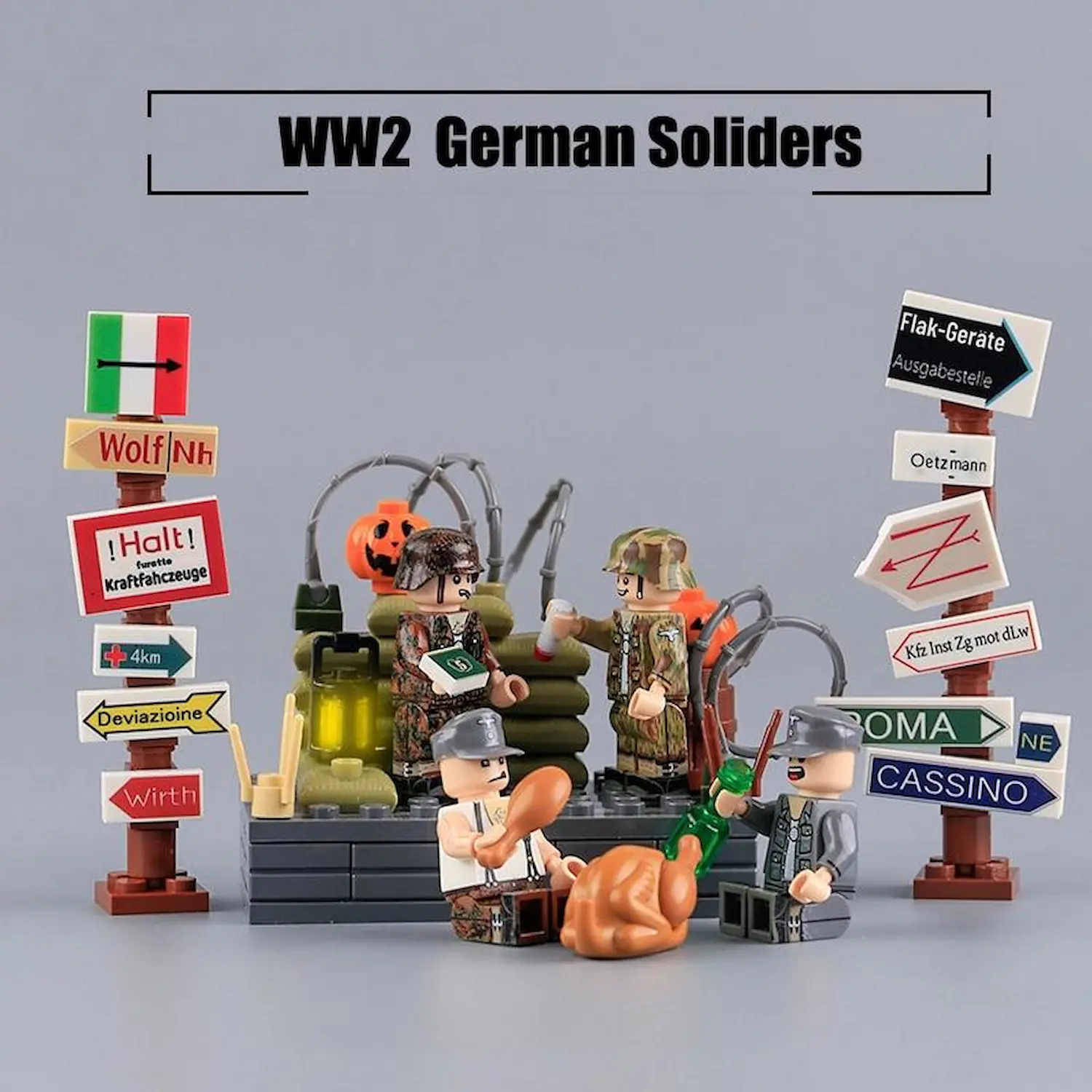 Minifigure -  various German soldiers from the World War II (LEGO Compatible)