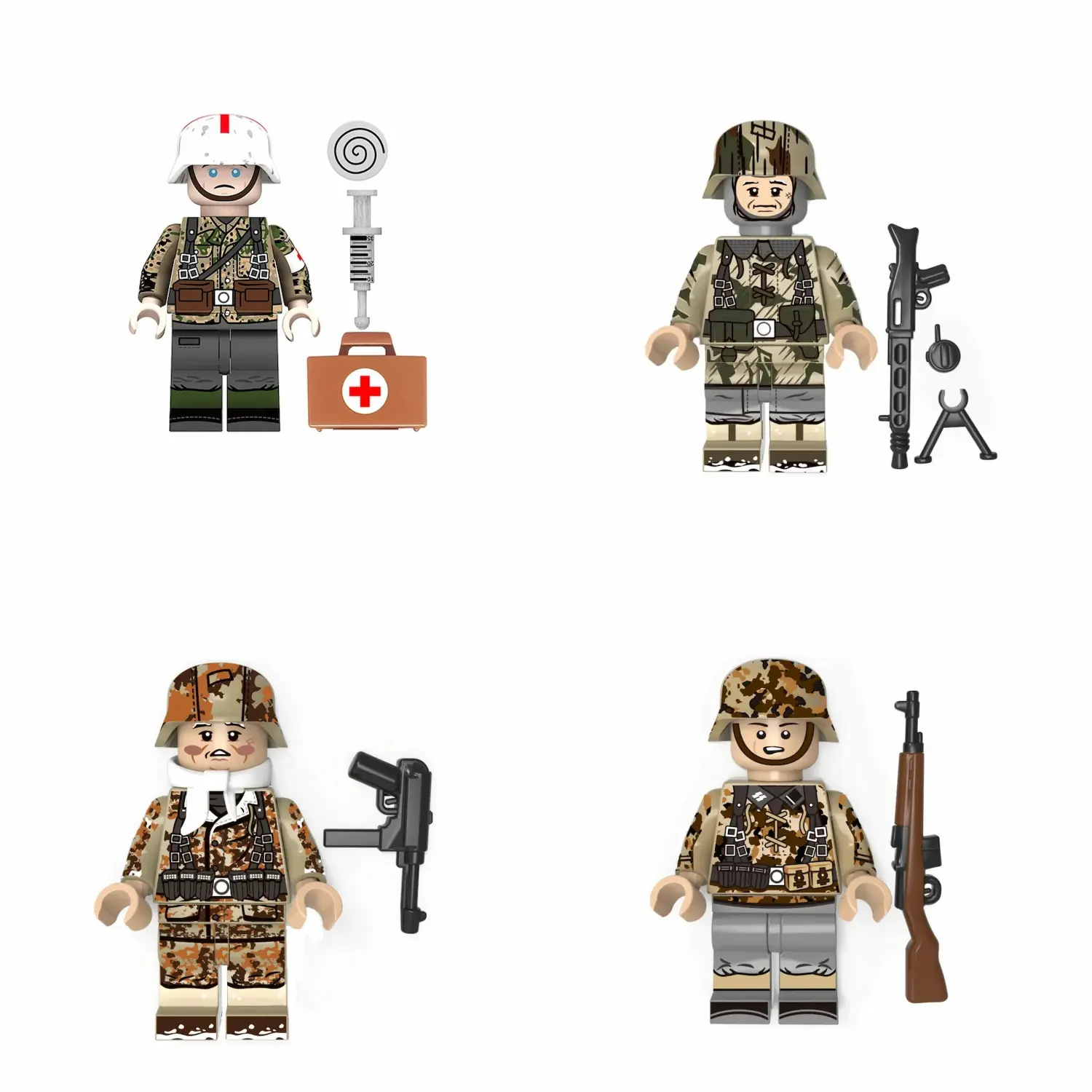 Minifigure - various specialized German soldiers in different camouflage uniforms from World War II (LEGO Compatible)