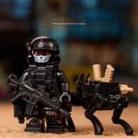 Minifigure – modern or near-future special forces soldier accompanied by a robot wolf or robot dog 2 (LEGO Compatible)
