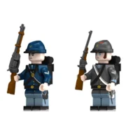 Minifigure - opposing soldiers from the American Civil War, Confederate soldier and Union soldier (LEGO Compatible)