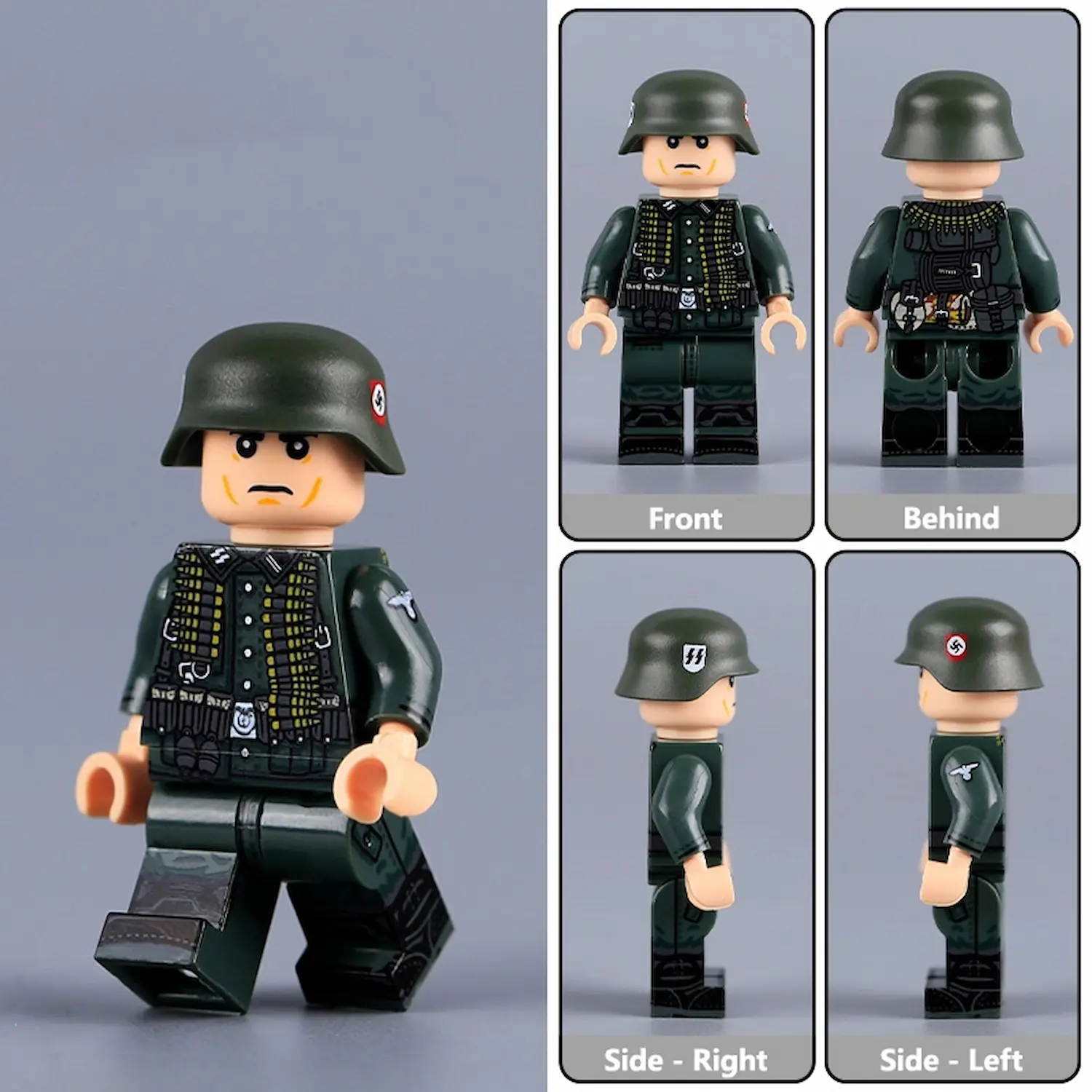 Minifigure - German MG (Machine Gun) Gunner from World War II (LEGO Compatible)