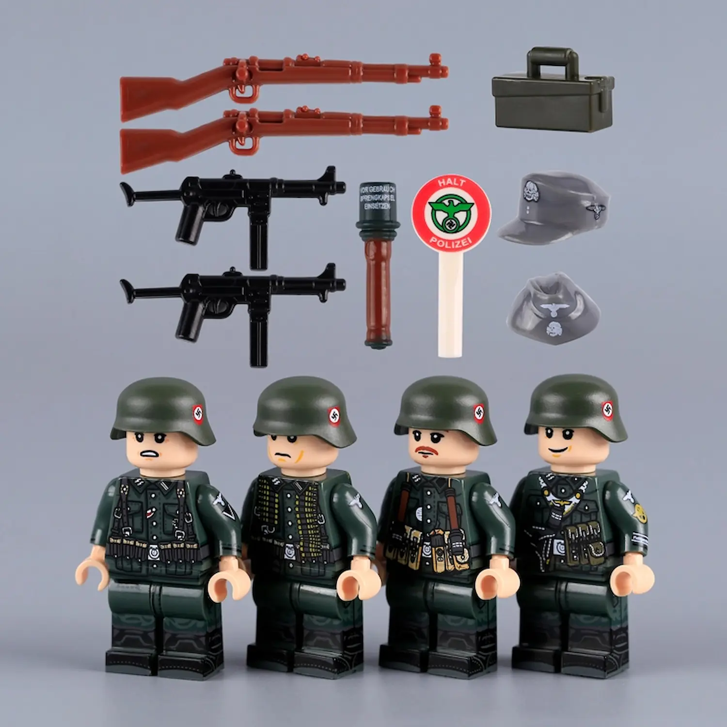 Minifigure - four different German soldiers from World War II (LEGO Compatible)