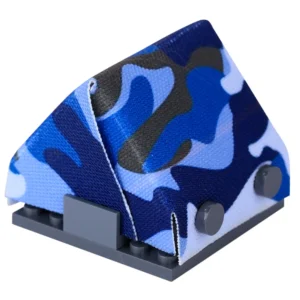 Custom Piece Miniature – A-frame pup tent printed with a modern blue camouflage pattern – 3D Print for LEGO minifigure Custom Piece Miniature – A-frame pup tent printed with a modern blue camouflage pattern – 3D Print for LEGO minifigure