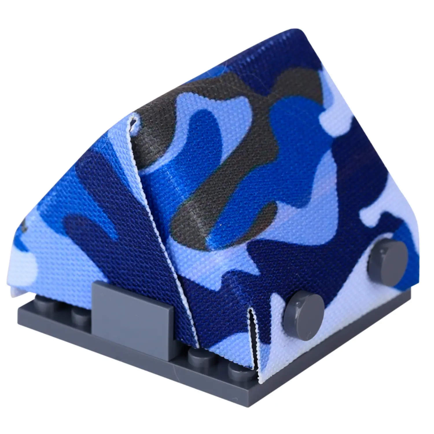 Custom Piece Miniature – A-frame pup tent printed with a modern blue camouflage pattern – 3D Print for LEGO minifigure