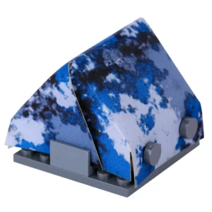 Custom Piece Miniature – A-frame pup tent printed with a stylized blue and white camouflage pattern – 3D Print for LEGO minifigure Custom Piece Miniature – A-frame pup tent printed with a stylized blue and white camouflage pattern – 3D Print for LEGO minifigure