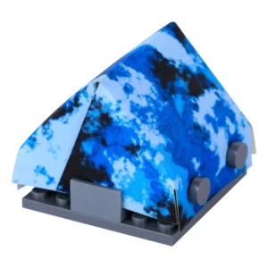 Custom Piece Miniature – A-frame pup tent printed with a stylized blue camouflage pattern pattern – 3D Print for LEGO minifigure Custom Piece Miniature – A-frame pup tent printed with a stylized blue camouflage pattern pattern – 3D Print for LEGO minifigure