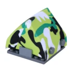Custom Piece Miniature – A-frame pup tent printed with a stylized, bright green camouflage pattern – 3D Print for LEGO minifigure