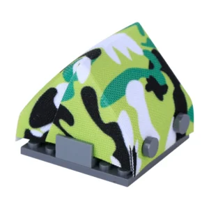 Custom Piece Miniature – A-frame pup tent printed with a stylized, bright green camouflage pattern – 3D Print for LEGO minifigure Custom Piece Miniature – A-frame pup tent printed with a stylized, bright green camouflage pattern – 3D Print for LEGO minifigure