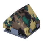 Custom Piece Miniature – A-frame pup tent printed with a stylized woodland camouflage pattern – 3D Print for LEGO minifigure
