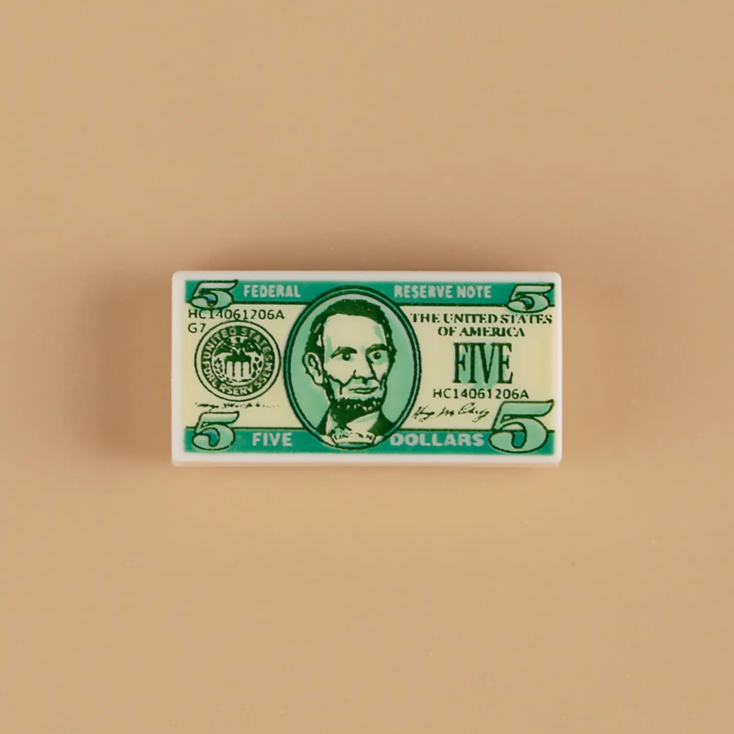 Custom Piece Miniature – United States Five-dollar bill custom-printed tile – 3D Print for LEGO minifigure Custom Piece Miniature – United States Five-dollar bill custom-printed tile – 3D Print for LEGO minifigure