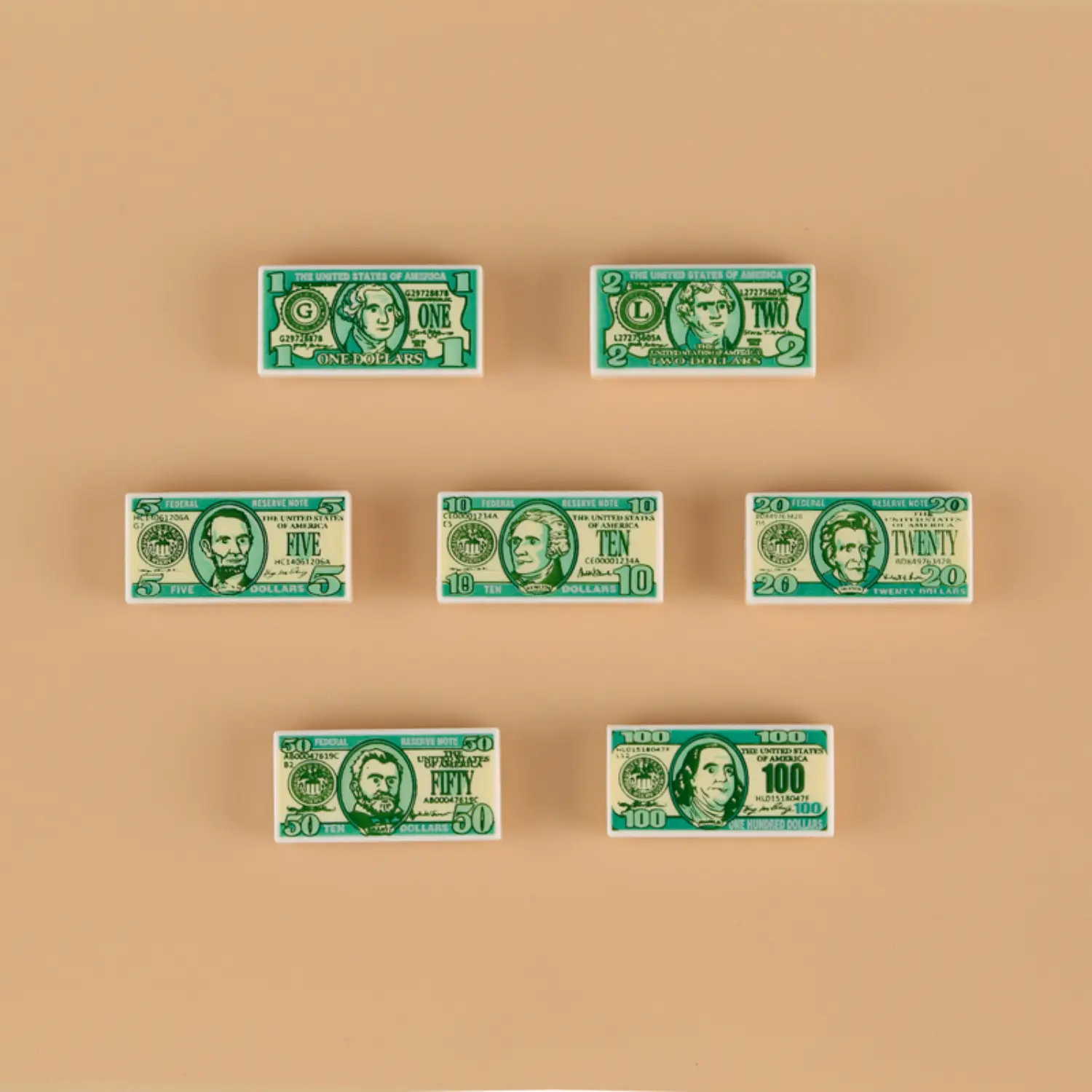 Custom Piece Miniature – United States dollar bills in various denominations custom-printed tile – 3D Print for LEGO minifigure Custom Piece Miniature – United States dollar bills in various denominations custom-printed tile – 3D Print for LEGO minifigure
