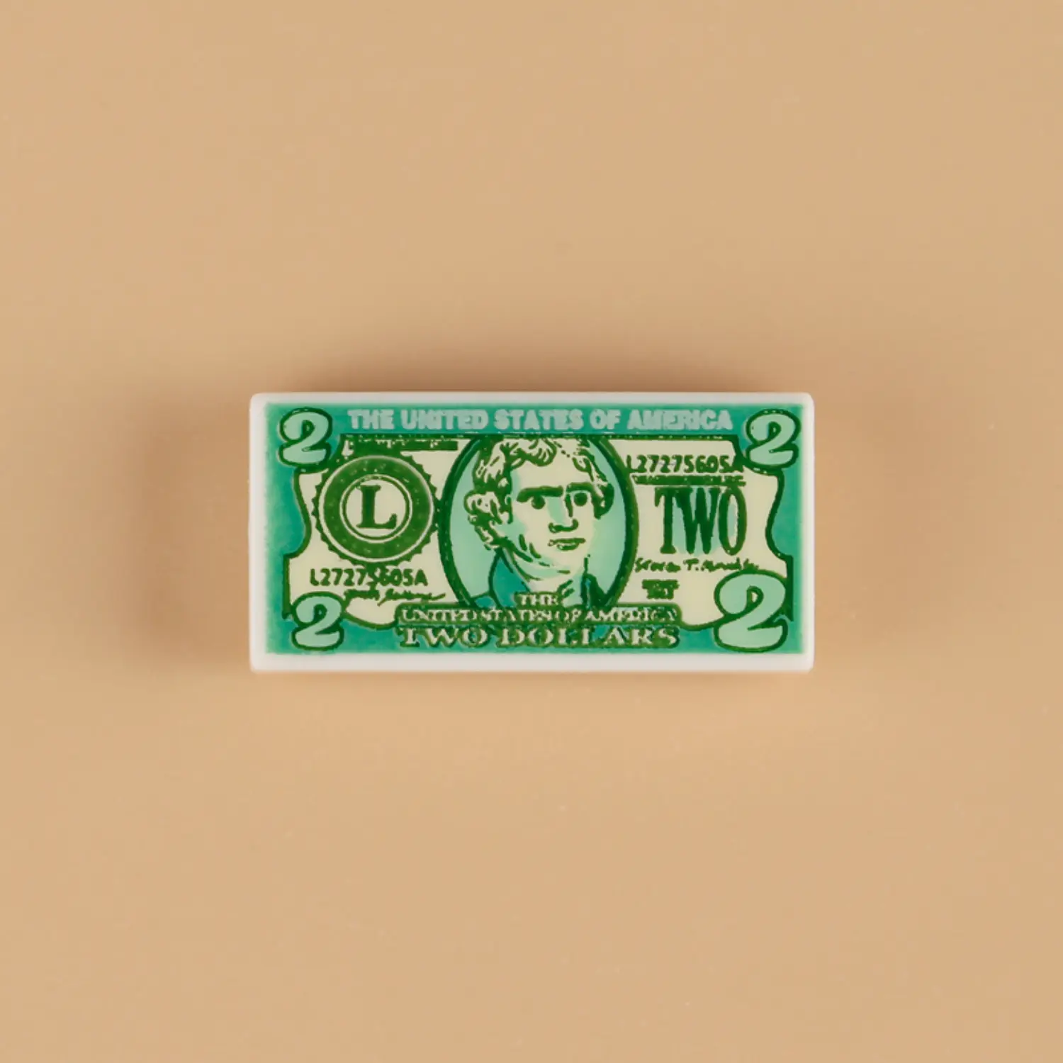 Custom Piece Miniature – United States two-dollar bill custom-printed tile – 3D Print for LEGO minifigure Custom Piece Miniature – United States two-dollar bill custom-printed tile – 3D Print for LEGO minifigure