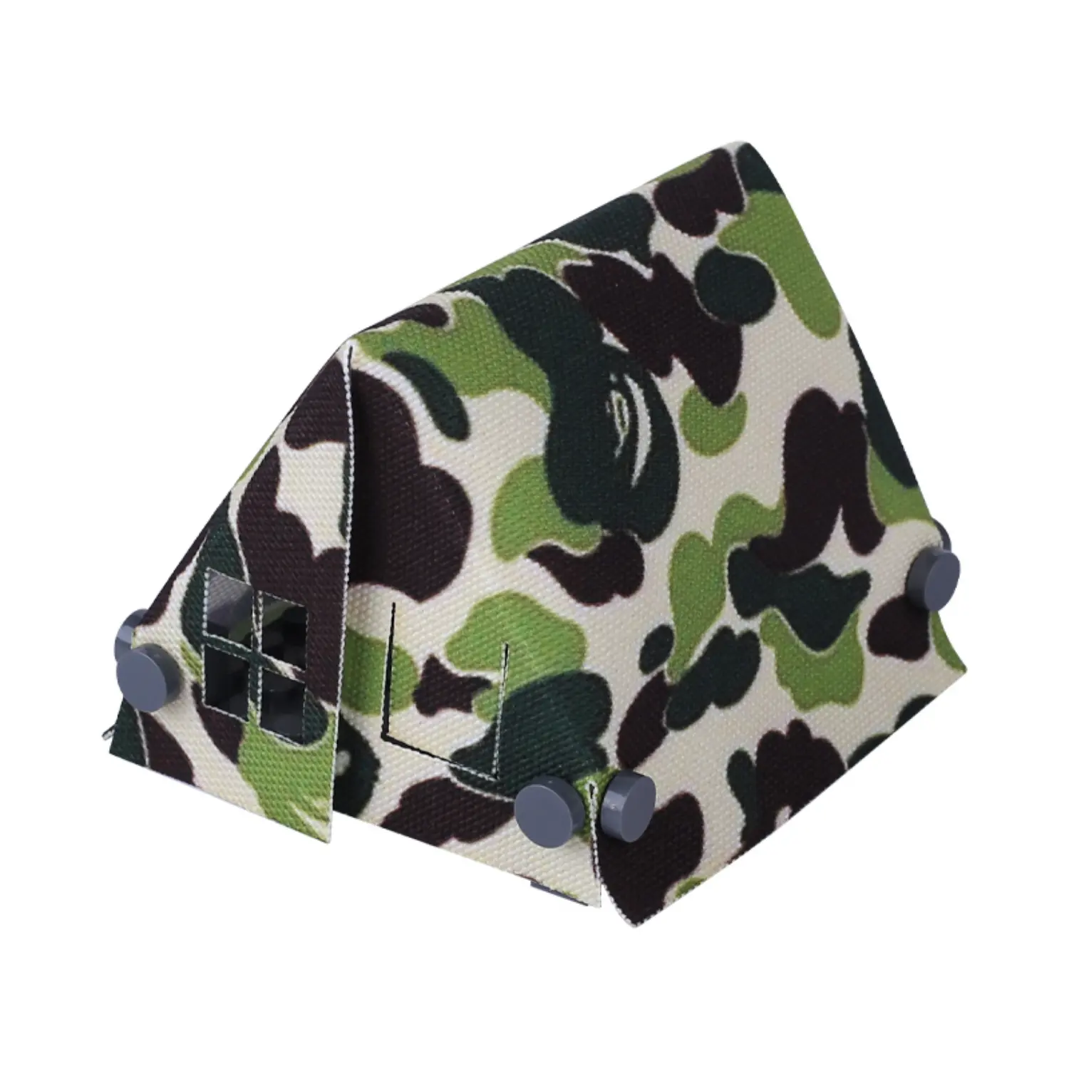 Custom Piece Miniature – large A-frame tent printed with a Cloud Camo or 1st Camo design pattern – 3D Print for LEGO minifigure