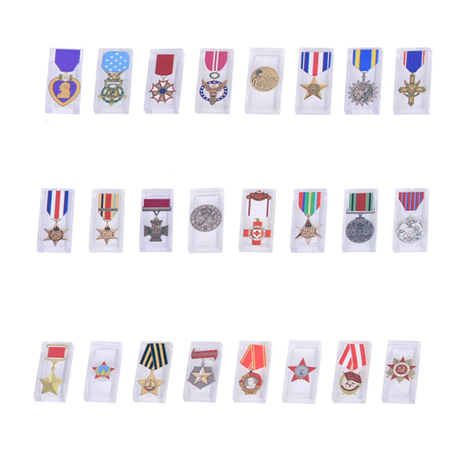 Custom Piece Miniature – military medals from World War II United States, Great Britain and the Commonwealth, and the Soviet Union – 3D Print for LEGO minifigure