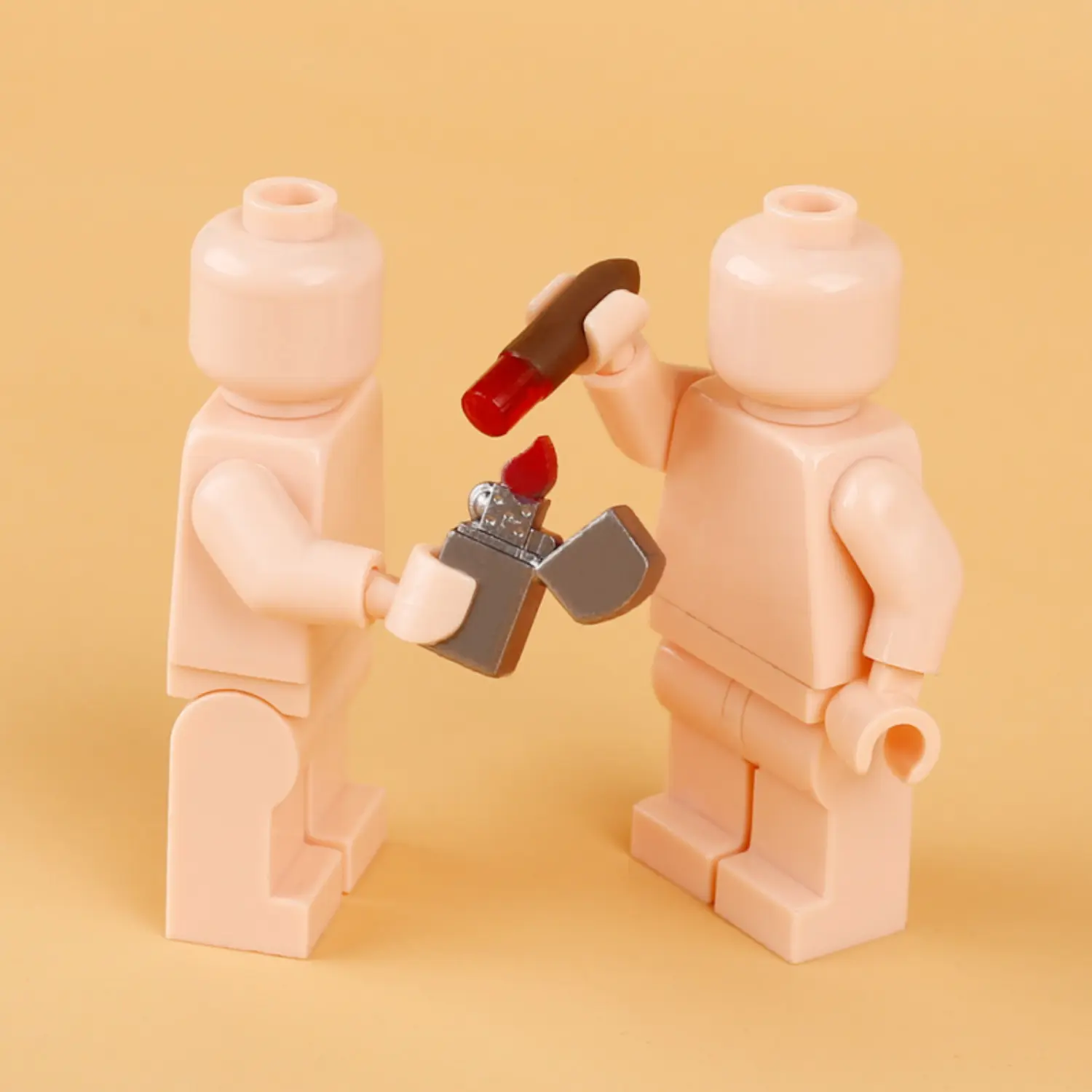 LEGO minfiigures holding cigar and lighter LEGO minfiigures holding cigar and lighter