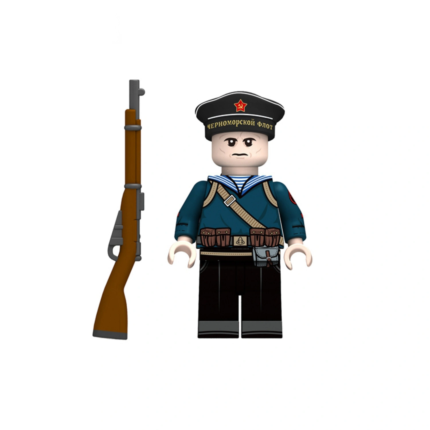 Minifigure – Soviet Naval Infantryman Black Death with telnyashka from the World War II era (LEGO Compatible)