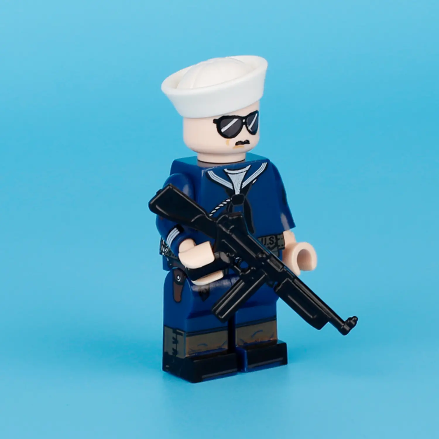 the right side of Minifigure - United States Navy Petty Officer (NCO) from the World War II - LEGO Compatible Minifigure - United States Navy Petty Officer (NCO) from the World War II - LEGO Compatible