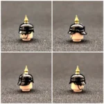 Custom Piece Miniature – German Prussian Pickelhaube Spiked Helmet features a glossy black finish with a prominent gold-colored spike – 3D Print for LEGO minifigure