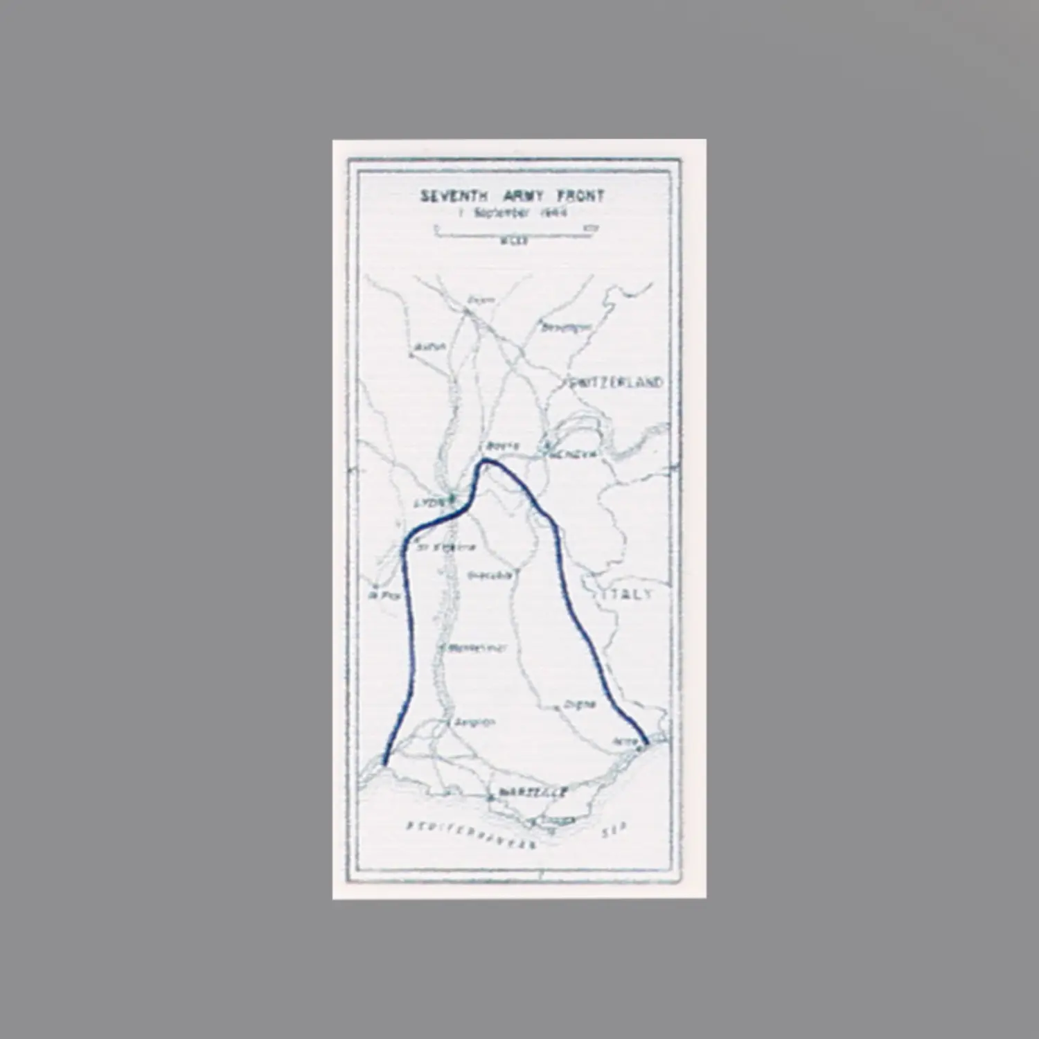 Custom Piece Printed Tile – U.S. Seventh Army's front line in Southern France as of September 1, 1944 military map – 3D Print for LEGO minifigure