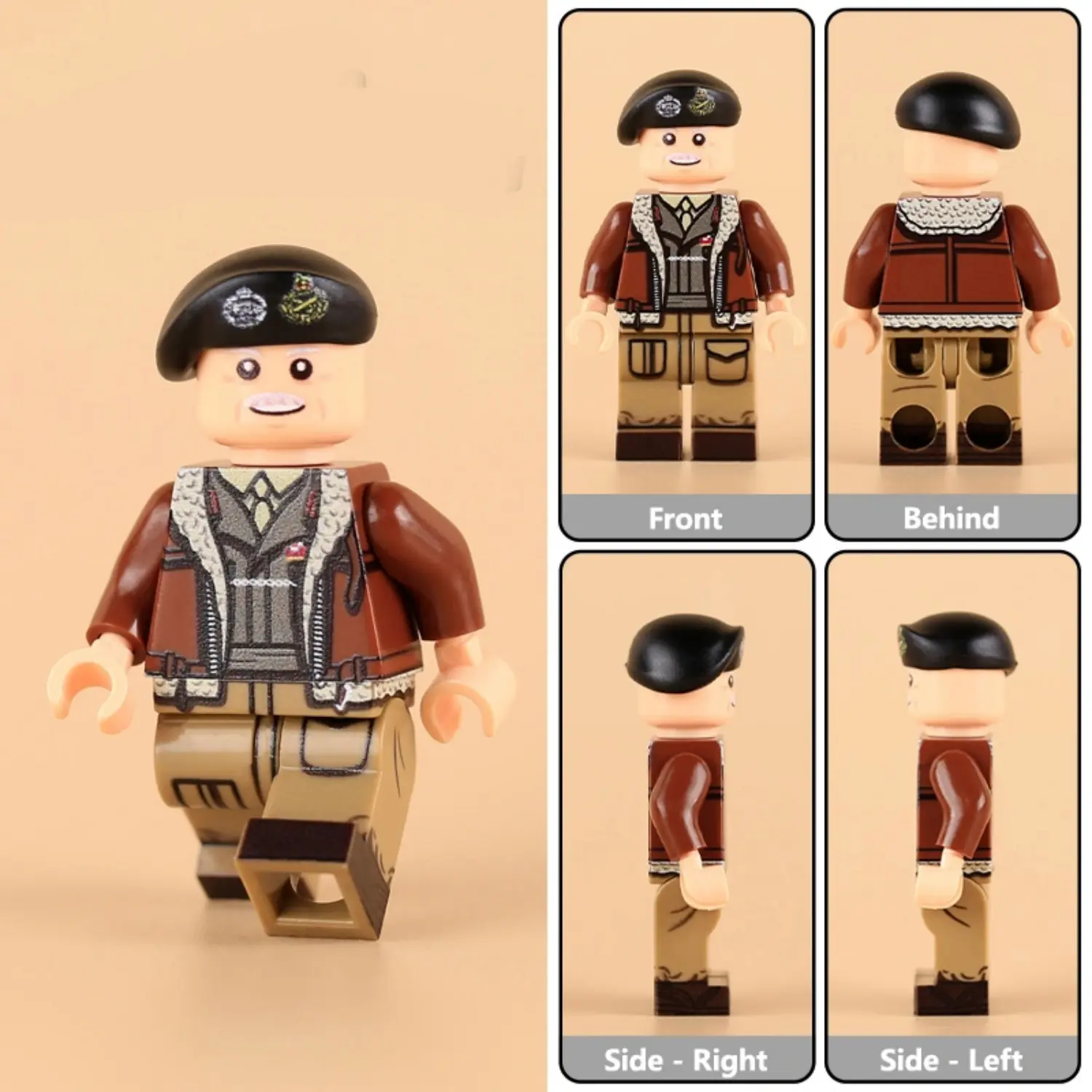 Minifigure - British Field Marshal Bernard Monty Montgomery in a non-standard, practical outfit from the World War II (LEGO Compatible)