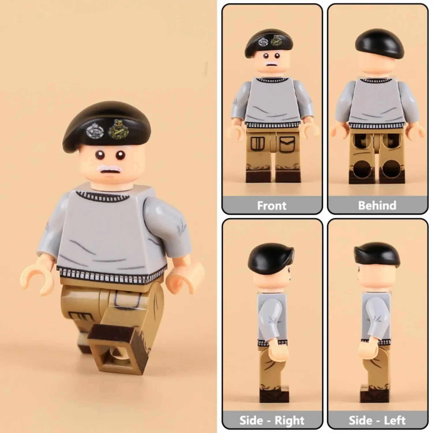 Minifigure - British Field Marshal Bernard Monty Montgomery in an informal style of dress from the World War II (LEGO Compatible)