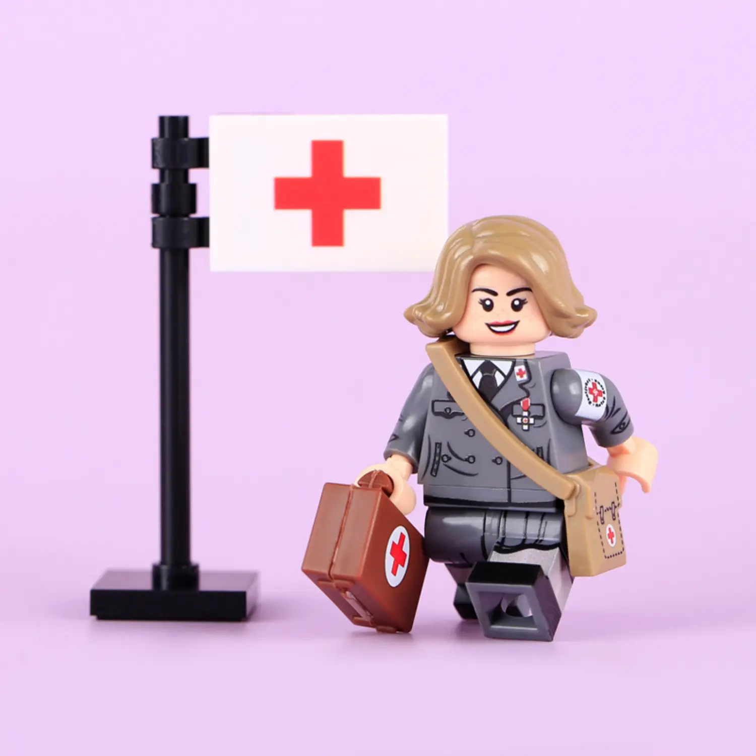 Minifigure - German Red Cross Nurse (DRK-Schwester or Helferin) serving during World War II (LEGO Compatible) 2