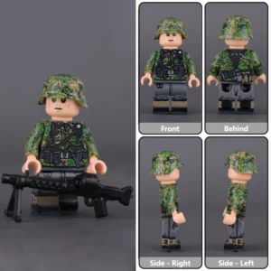Minifigure - German Waffen-SS Machine Gunner (Maschinengewehrschütze) from World War II (LEGO Compatible)