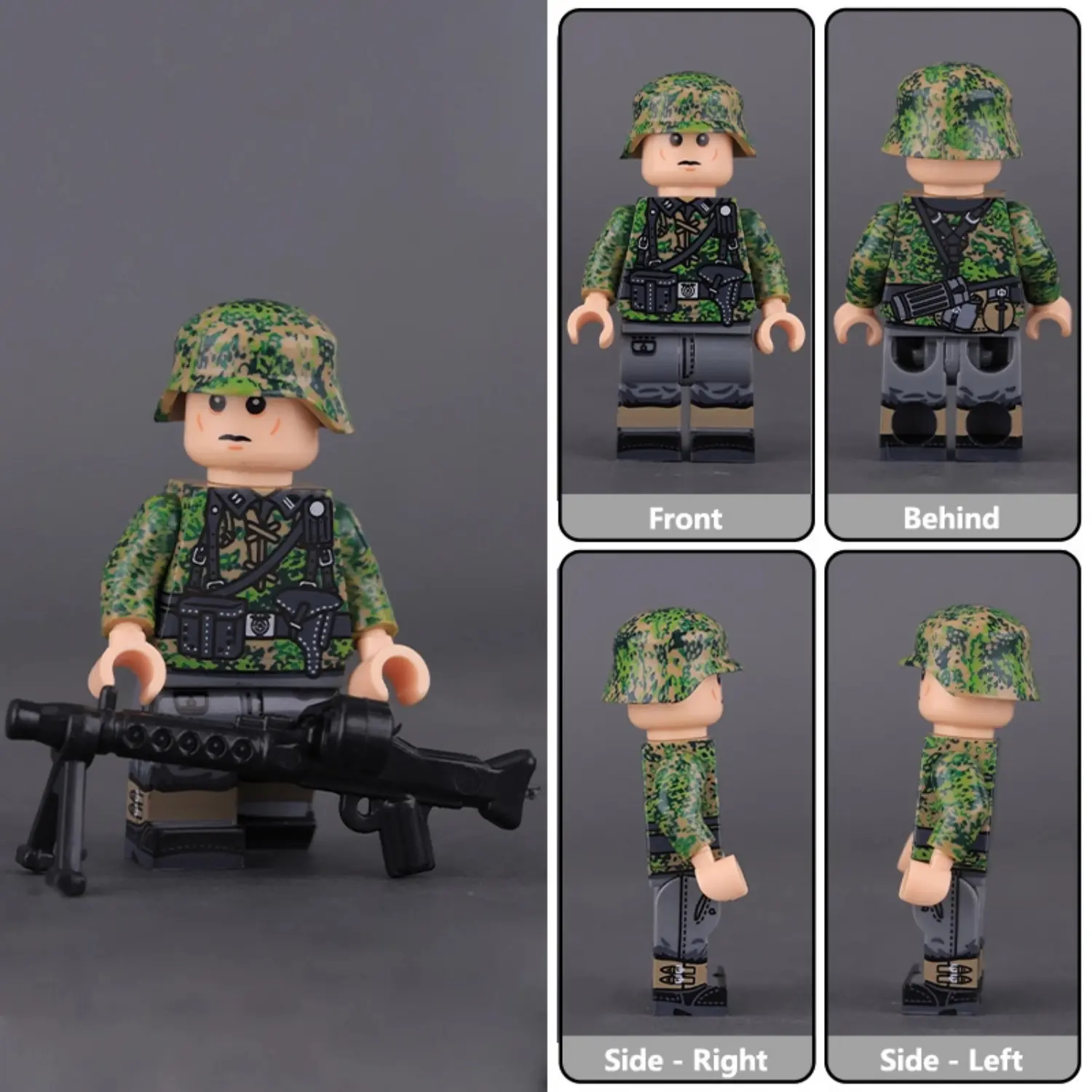 Minifigure - German Waffen-SS Machine Gunner (Maschinengewehrschütze) from World War II (LEGO Compatible) Minifigure - German Waffen-SS Machine Gunner (Maschinengewehrschütze) from World War II (LEGO Compatible)