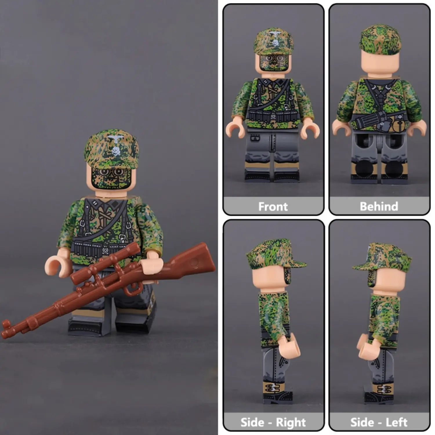 Minifigure - German Waffen-SS Sniper (Scharfschütze) trained in marksmanship and concealment from World War II (LEGO Compatible)