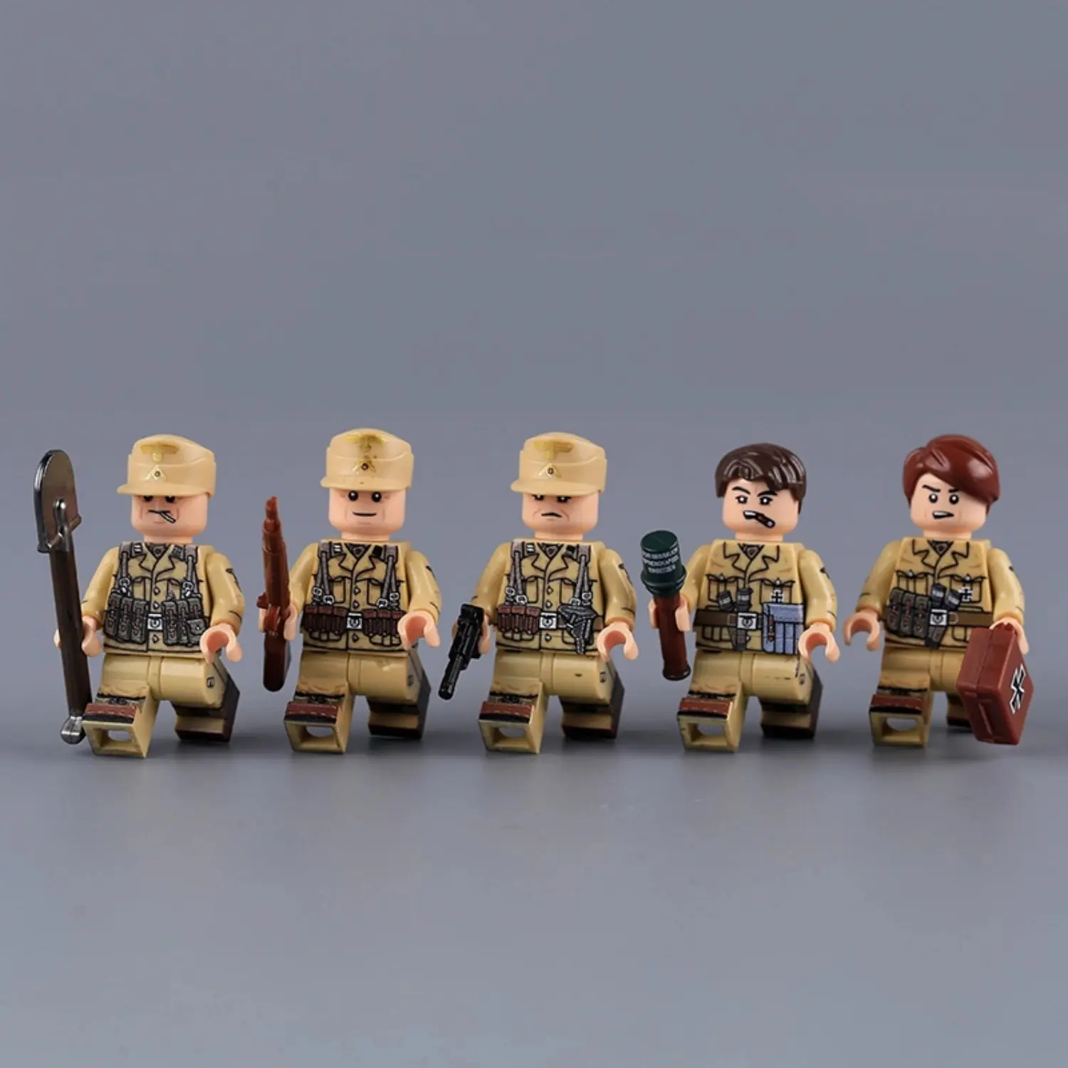 Minifigure - German soldiers from the Deutsches Afrikakorps (DAK) during the North African Campaign of World War II (LEGO Compatible) Minifigure - German soldiers from the Deutsches Afrikakorps (DAK) during the North African Campaign of World War II (LEGO Compatible)