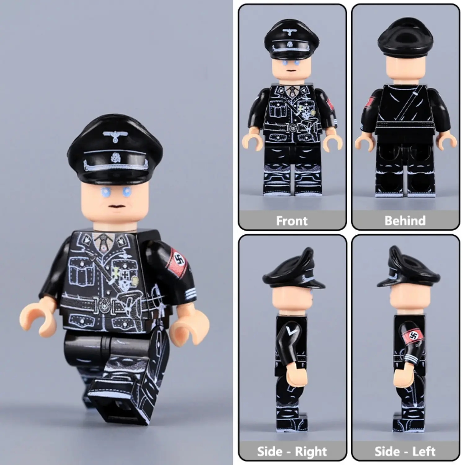 Minifigure - SS-Obergruppenführer Reinhard Heydrich Nazi regime leaders in black M32 service uniform (LEGO Compatible) Minifigure - SS-Obergruppenführer Reinhard Heydrich Nazi regime leaders in black M32 service uniform (LEGO Compatible)