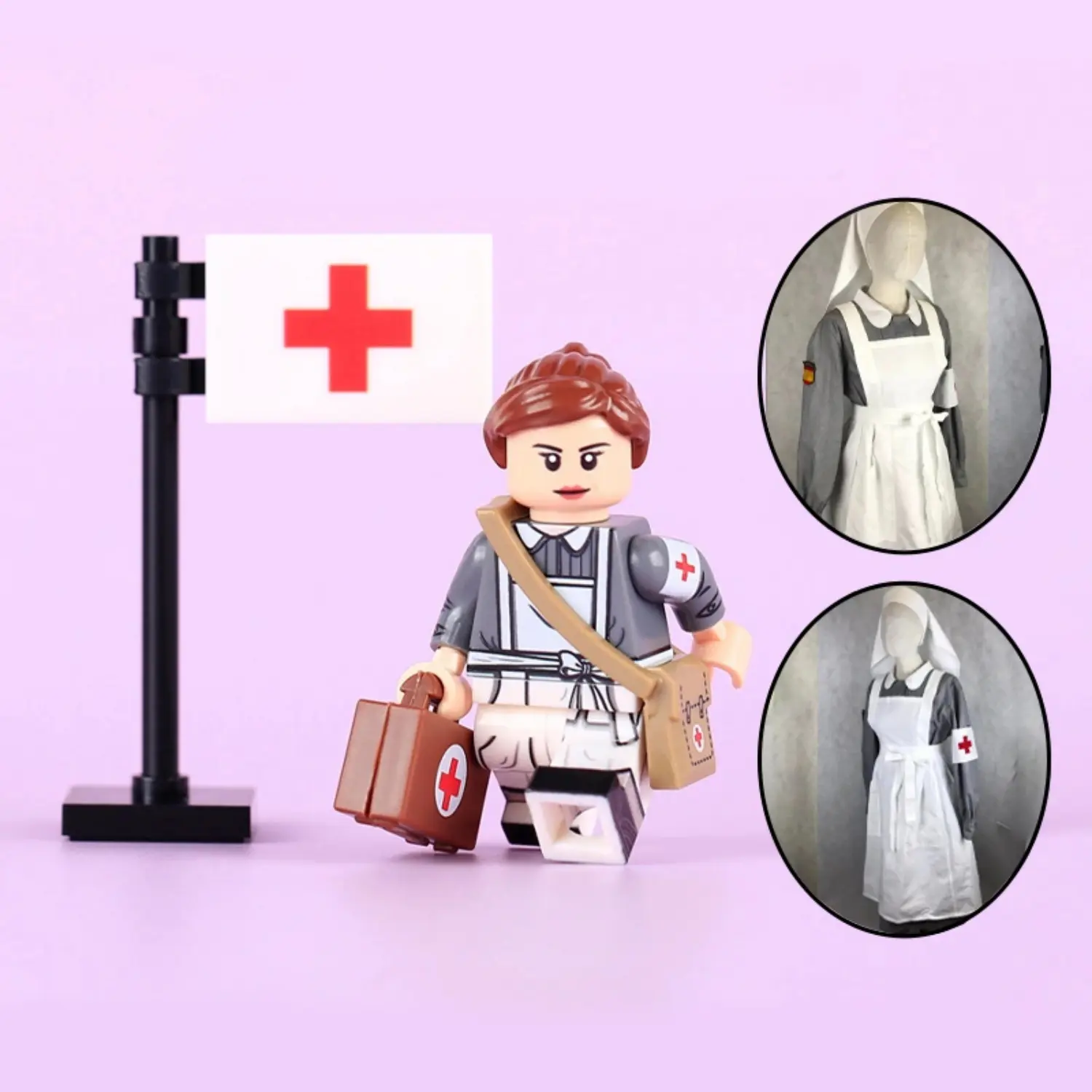 Minifigure - Spanish Volunteer Nurse (Enfermera de la División Azul) serving fight alongside the German Army during World War II (LEGO Compatible)