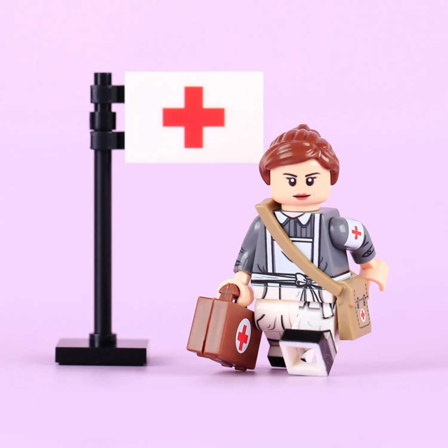 Minifigure - Spanish Volunteer Nurse (Enfermera de la División Azul) serving fight alongside the German Army during World War II (LEGO Compatible)