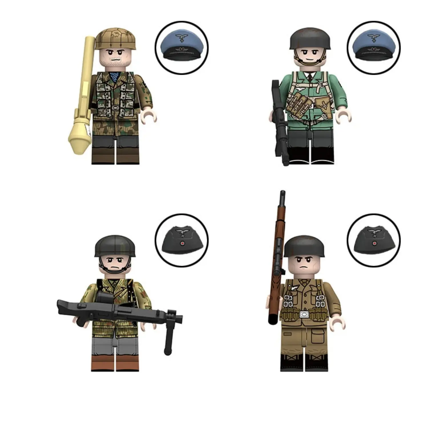 Minifigure – German Luftwaffe (Air Force) ground combat personnel from World War II (LEGO Compatible)