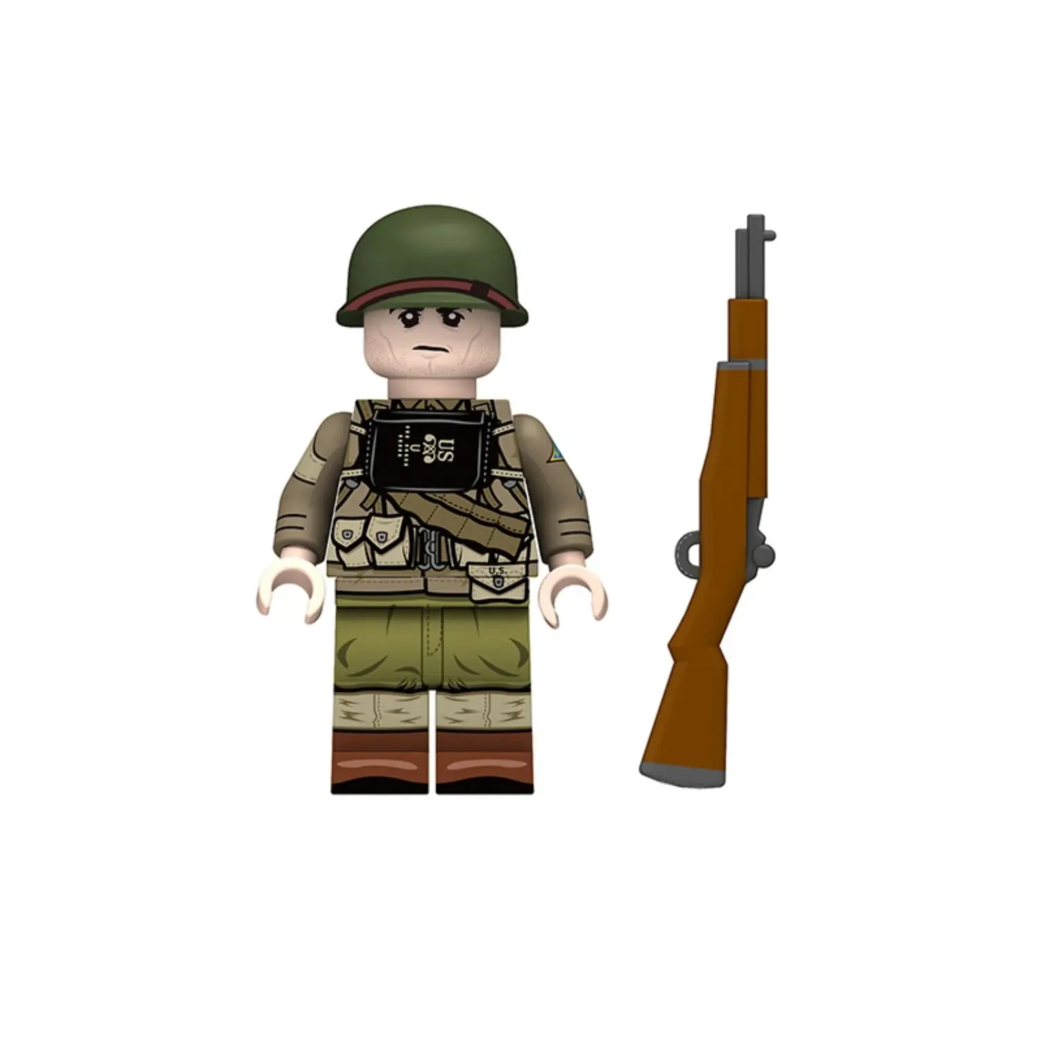 Minifigure – U.S. Army Ranger Rifleman equipped for the D-Day invasion of Normandy from World War II (LEGO Compatible) Minifigure – U.S. Army Ranger Rifleman equipped for the D-Day invasion of Normandy from World War II (LEGO Compatible)