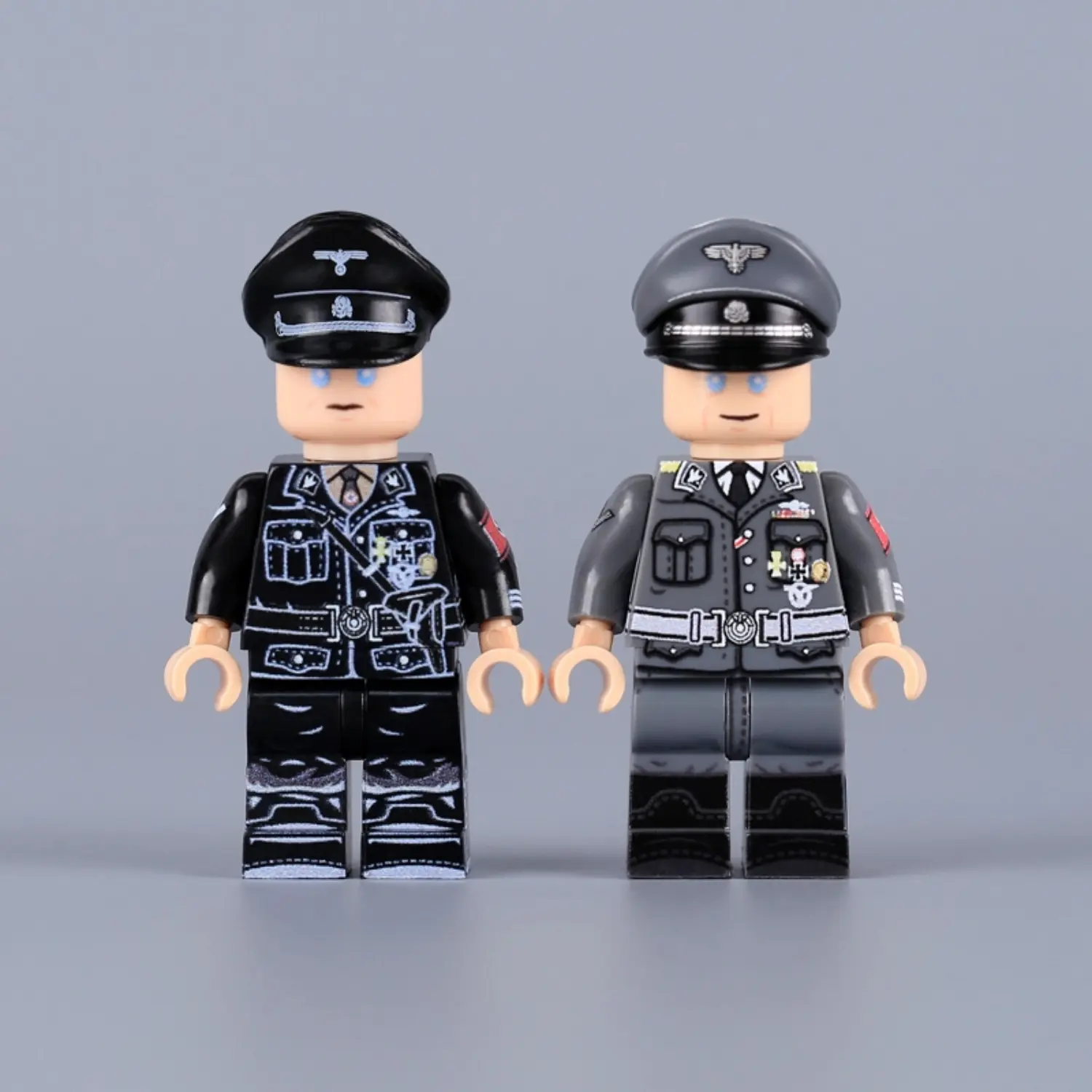 Minifigure - Reinhard Heydrich, a high-ranking SS and police general and a principal architect of the Holocaust during World War II, shown in two different uniforms (LEGO Compatible)