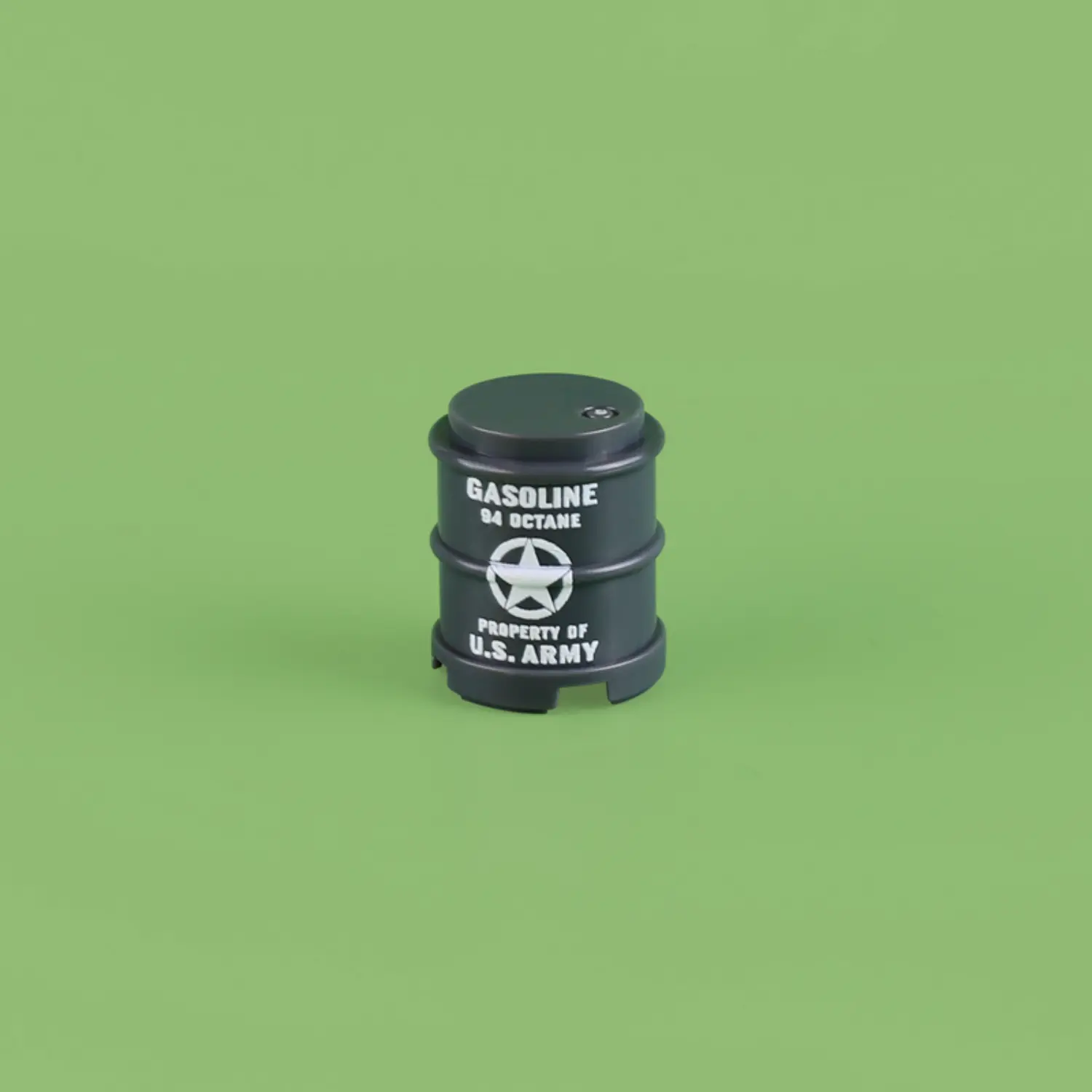 Custom Piece Miniature – Grey U.S. Army Gasoline Drum (84 Octane) – 3D Print for LEGO Minifigure