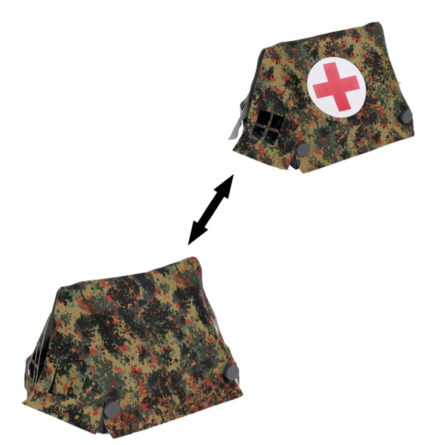Custom Piece Miniature – Large German Flecktarn Camouflage Medical Tent – 3D Print for LEGO minifigure
