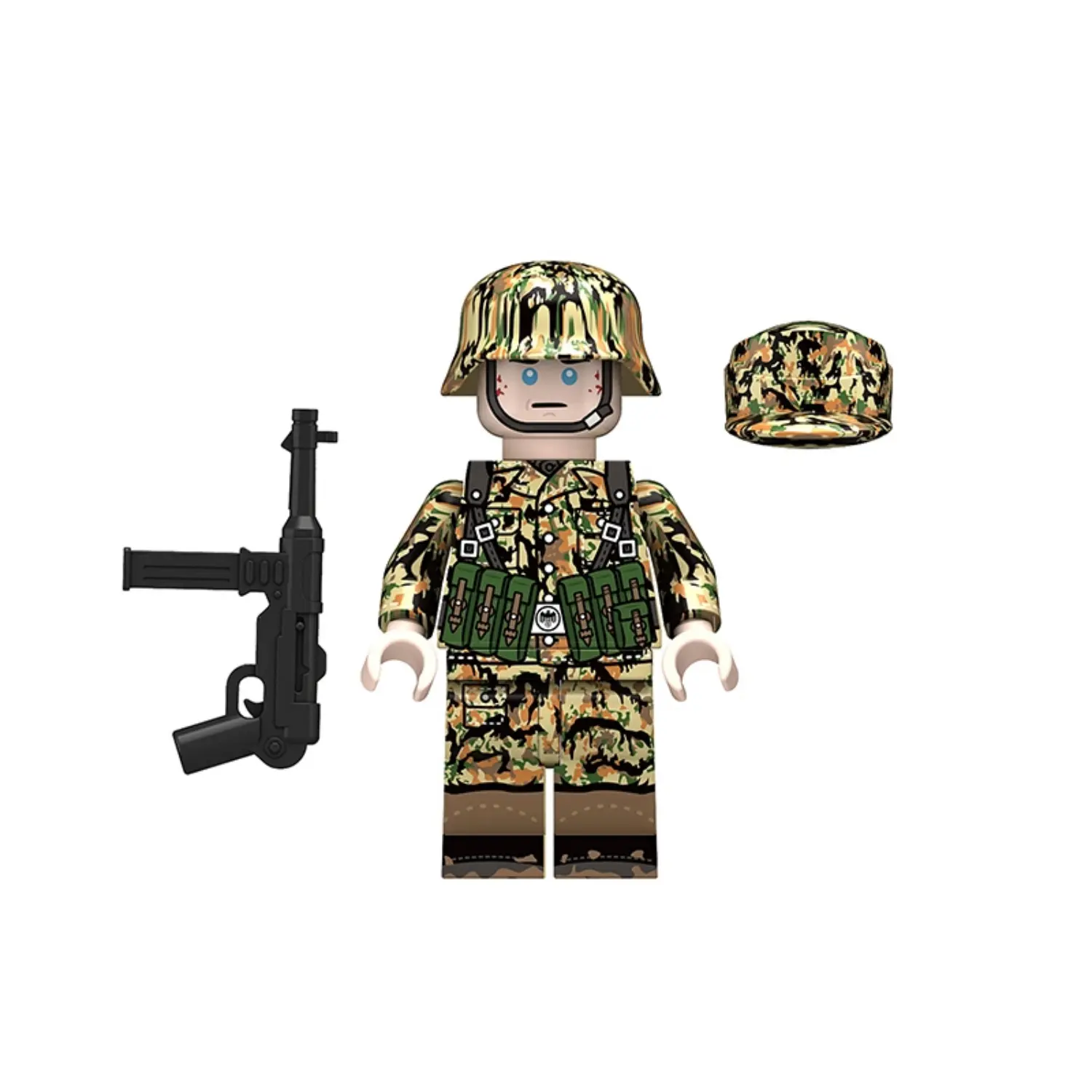 Minifigure - Late-War German Infantryman outfitted Leibermuster Camouflage uniform from World War II (LEGO Compatible)