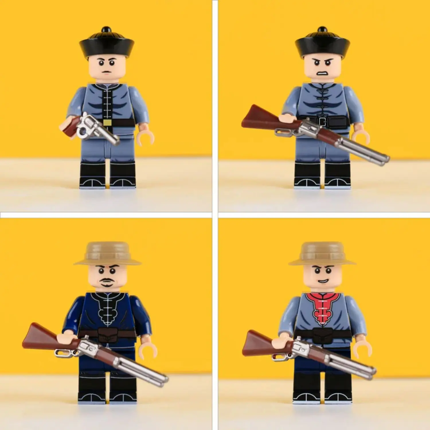 Minifigure – Late Qing Dynasty Military Squad (LEGO Compatible) holding guns