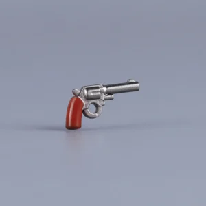 Custom Piece Miniature – Classic Western Revolver Colt Peacemaker (Silver & Wood Grip) – 3D Print for LEGO Minifigure