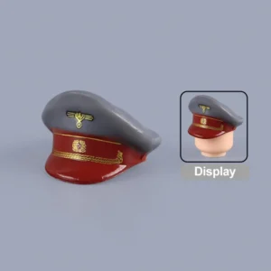 Custom Piece Miniature – German High Command General Officer Visor Cap (Grey, Red & Gold) – 3D Print for LEGO minifigure