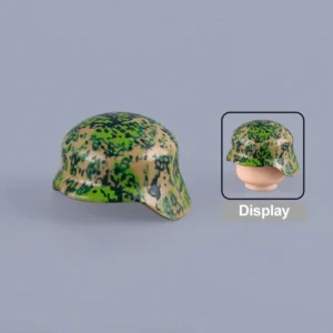Custom Piece Miniature – German M35M42 Stahlhelm (Spring Green Camouflage Pattern) – 3D Print for LEGO minifigure