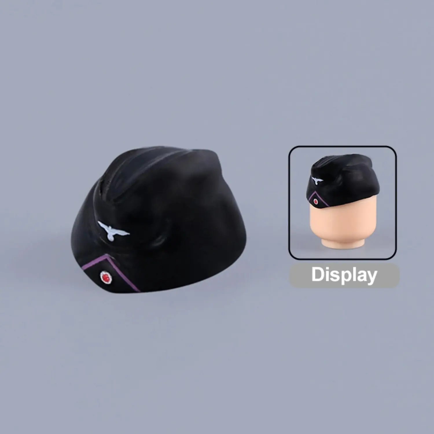 Custom Piece Miniature – German Panzer Side Cap Schiffchen (Black with Pink Soutache) – 3D Print for LEGO minifigure