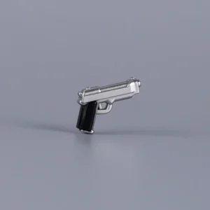 Custom Piece Miniature – Tactical M9 Pistol (Silver & Black) – 3D Print for LEGO Minifigure