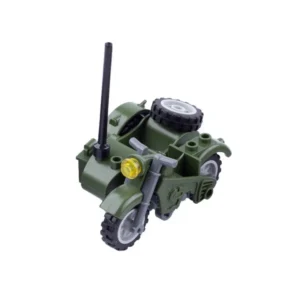 MOC - Army Green Military Motorcycle with Sidecar Combination (LEGO Compatible)