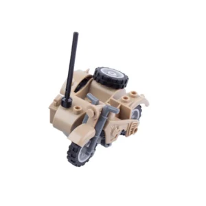 MOC - Desert Tan Military Motorcycle with Sidecar Combination (LEGO Compatible)