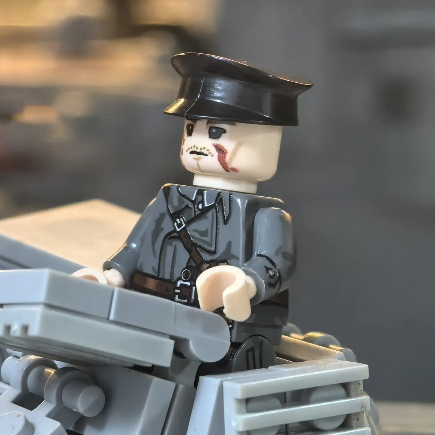 Minifigure - German Imperial Army Heavy Tank NCO (Unteroffizier) WWI (LEGO Compatible) on a tank