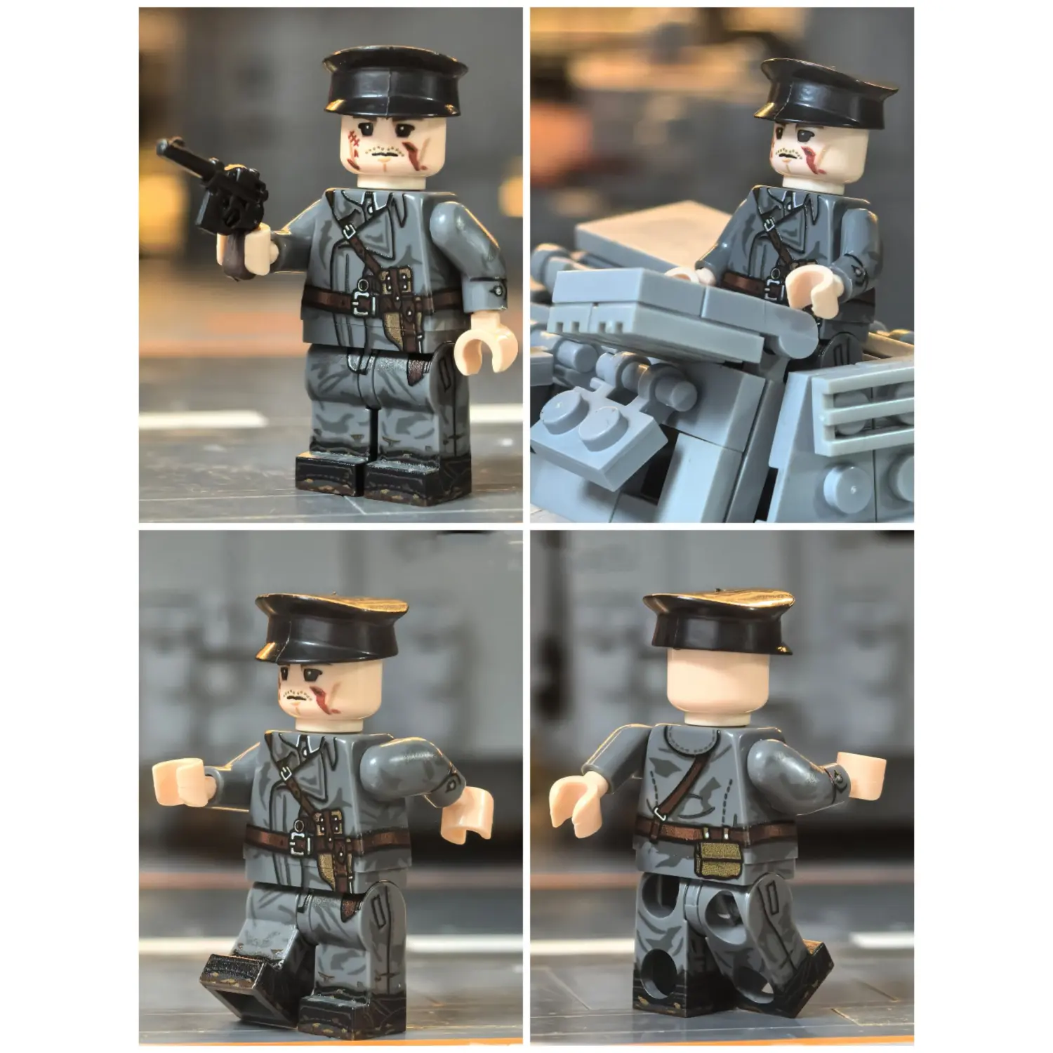 all sides of the Minifigure - German Imperial Army Heavy Tank NCO (Unteroffizier) WWI (LEGO Compatible)